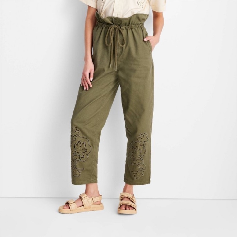 Women's High-Waisted Eyelet Pants - Future Collective™ new